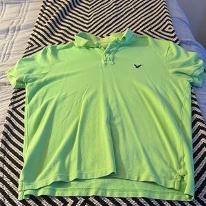 American Eagle Outfitters Neon Lime Polo with Small Eagle Logo